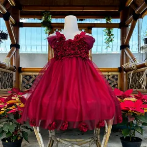 Dress Tutu Selendang Hias Bunga Mewah  Anak 1-10th Bayi Perempuan