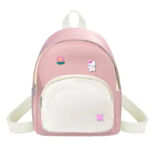 Tas Ransel Anti Air Momou Mix dengan Kantong Depan Putih Tulang - Kulit, Backpack