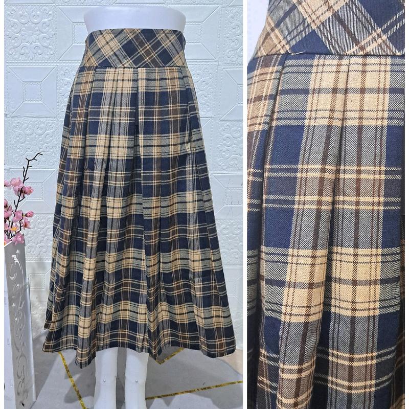 Rok Midi Flanel Kotak-kotak | Rok Tartan | Rok Flanel | Rok Midi Flanel | Rok Midi Semiwool | Rok Korean Style | Rok Midi Kekinian Pendek Dewasa 3