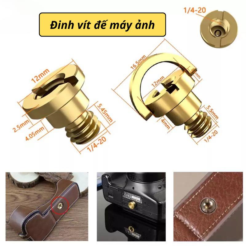 Vít Đế Máy Ảnh Có Vòng D Tiện Lợi - Ốc Gắn Tripod 1/4 Chuyên Dụng Cho Bao Da Và Dây Đeo Máy Ảnh Mirrorless DSLR