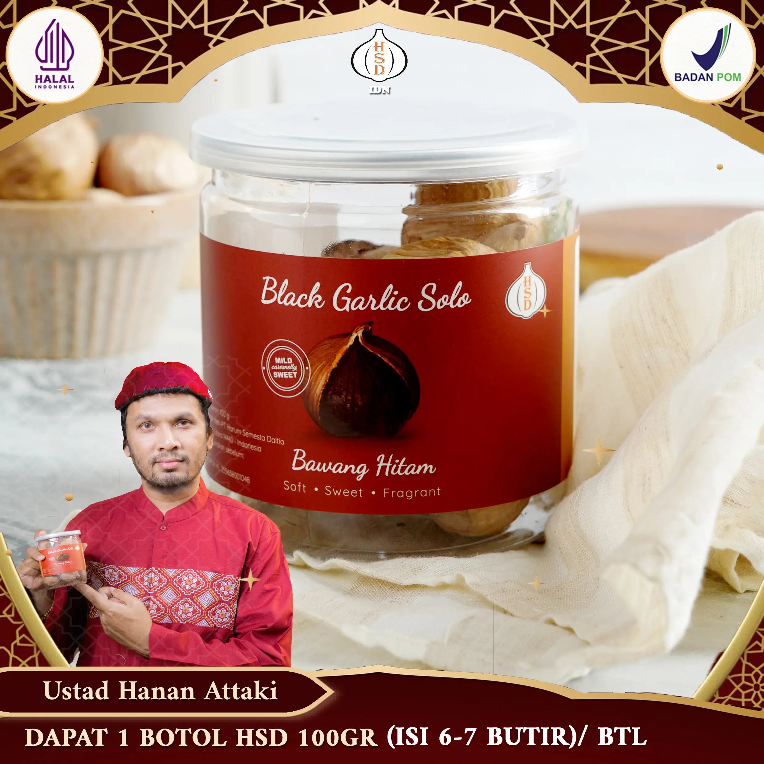 Black Garlic HSD  100 Gr / Bottle,  Bawang Hitam Spices