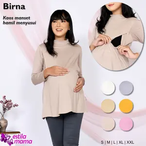 Estila Mama - Birna Manset kaos inner hamil menyusui lengan panjang turtle neck Putih/Krem/Moka/Kuning/Pink/Abu Muda
