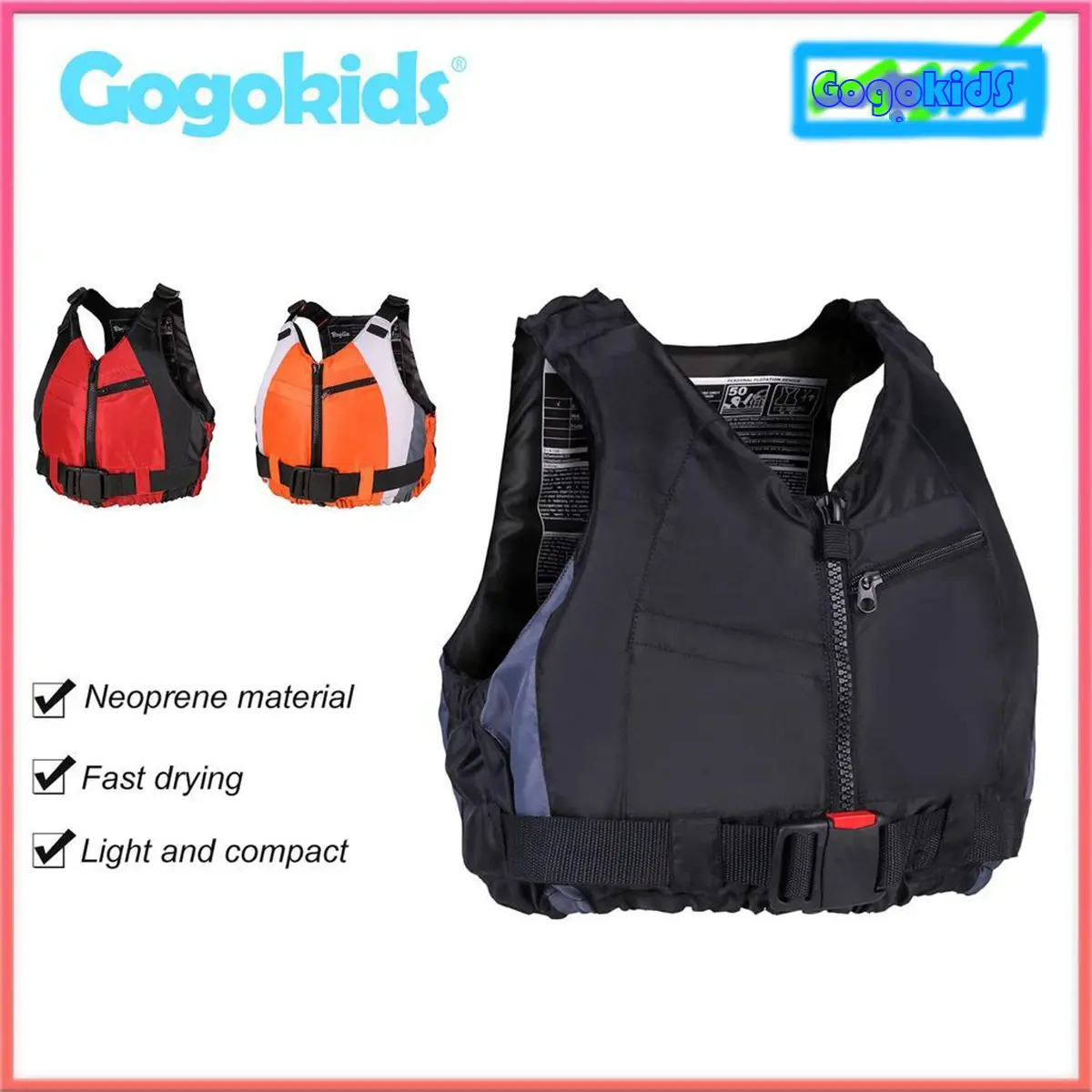 【Gogokids】（48 hours）Shipping from Malaysia Jaket selamat profesional lelaki dewasa Swimming 30-70Kg Swim Vest Life Jacket for Adult PVC Floation  with Adjustable Safety Strap Fishing Surfing Outdoor Family