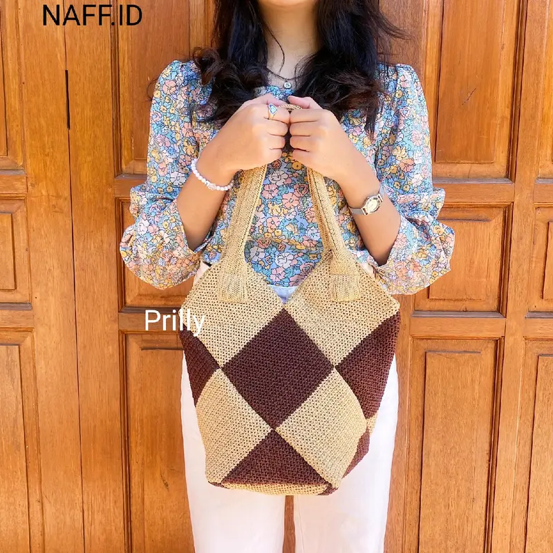 NAFF.ID-"Prilly" Totebag/ Tas Tengteng Rajut / Tas Rajut Tangan /Top Handle Bag 0
