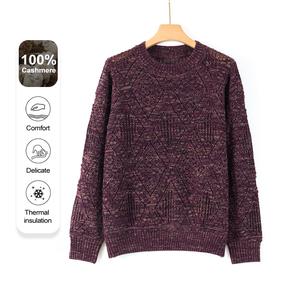 MuMeng [ Wool Series] Jacquard Textured Women's Crew Neck Sweater, Warm Knitted Pullover for Autumn & Winter5360