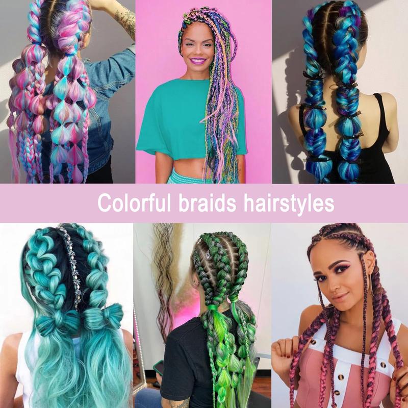 Colored Braiding Hair 24.5 Inch Colorful Braiding Hair for Braids Synthetic Colored Hair Extensions 6
