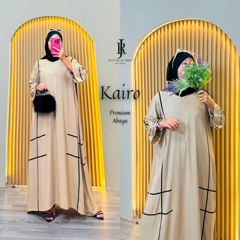Kairo Abaya Jumbo LD 130 Rayon Premium Resleting Depan Simple Elegan Kondangan Pengajian Arisan 1