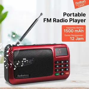 Rolton W405 Radio Portable FM Player TF Card dengan Antena Teleskopik & Speaker Internal Kapasitas Baterai 1500 mAh Durasi 12 Jam Ukuran Mini Compact