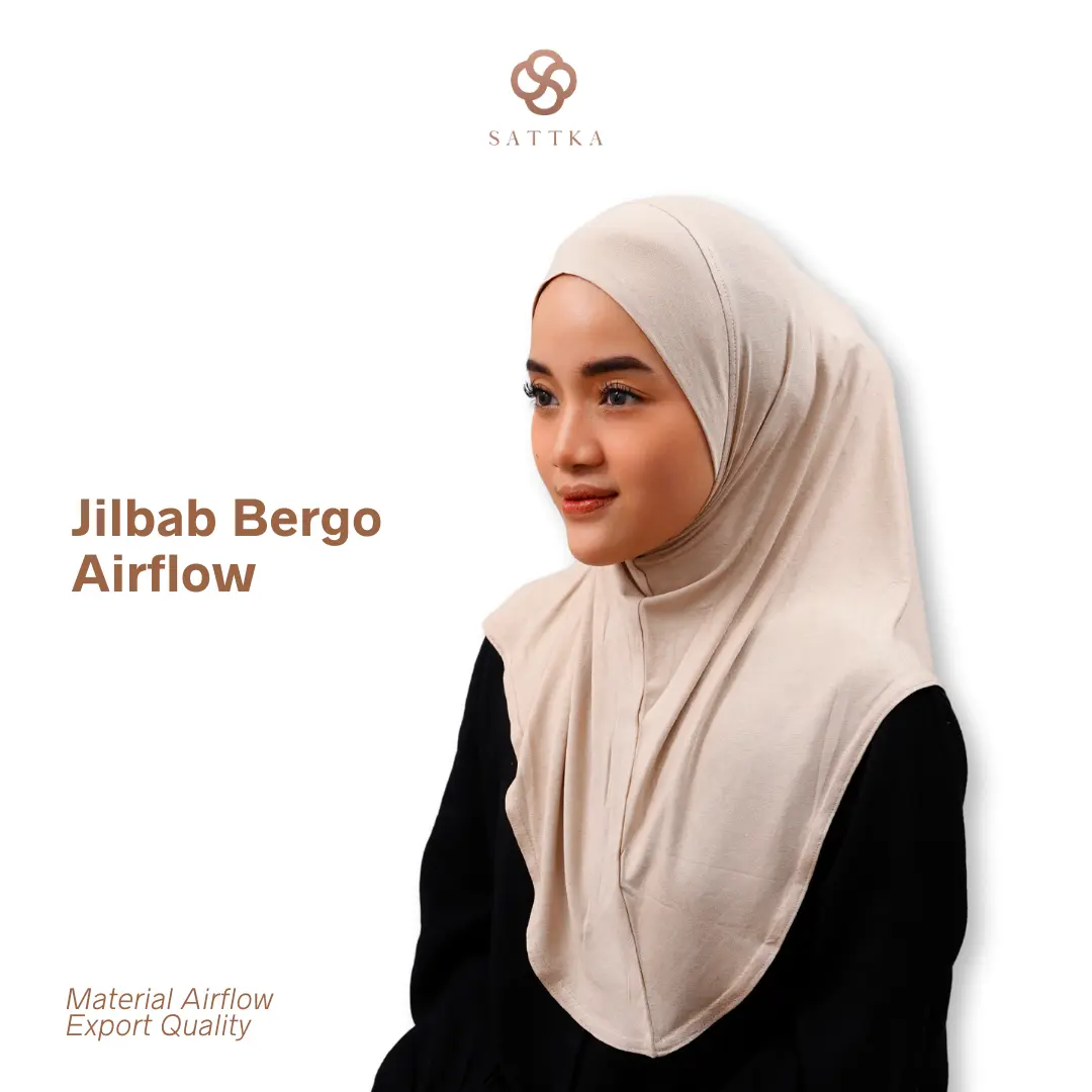 Jilbab Bergo Airflow Sattka / Sport Hijab / Daily Hijab / Hijab Jeblus Instan / Anti Ribet Anti Bau Adem Ringan