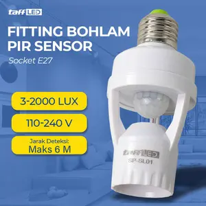 Fitting Lampu Bohlam PIR Sensor 2000 LUX Otomatis 240V 60W E27 Hemat Listrik Pintar Dengan Sensor Gerak dan Pengaturan Waktu Fleksibel Soket Universal