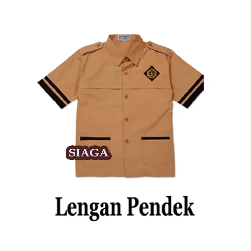 Setelan Seragam Sekolah Pramuka Siaga Perempuan Baju Pendek List dan Rok Pendek Paket Lengkap Kelas 1-6 SD Anak 1