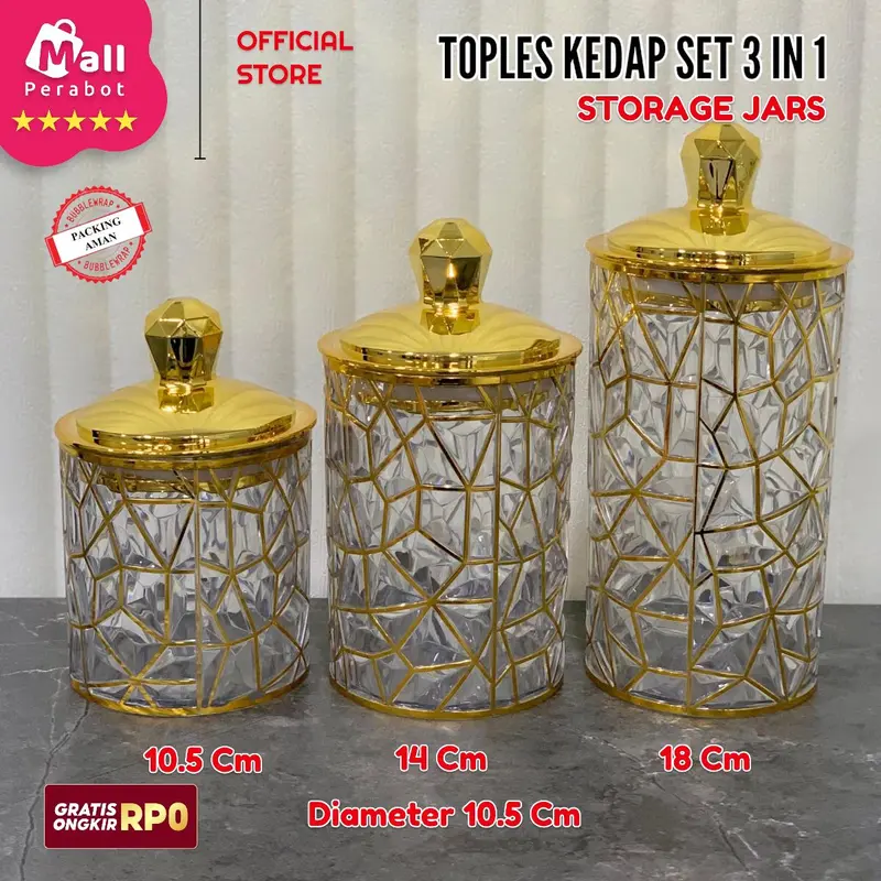 Mall Perabot | Toples Akrilik Kedap Udara | Toples Gagang Set 3 in 1 | Stoples Jars Penyimpanan Makanan / Snack / Kue 7