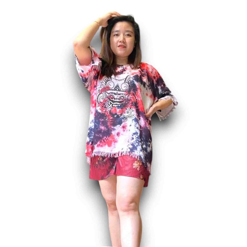 Setelan Barong Bali Khas - Kaos & Celana Pendek Motif Tradisional Santai 1