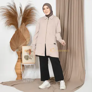 Carsianti Series Diana Jaket Panjang Muslimah Premium Bahan Diamond Knit Desain Elegan Fingger Pin Tahan Panas untuk Berbagai Kesempatan