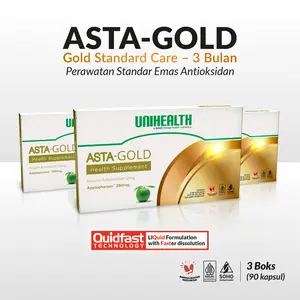 AstaGold Gold Standard Care – 3 Bulan - Perawatan standar emas antioksidan - Asta-Gold - 3 boks @30 kapsul quidfast