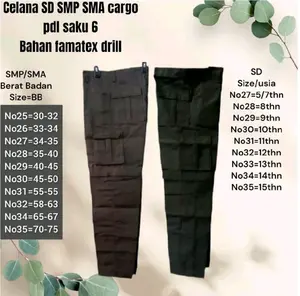 Celana Pramuka PDL Saku 6 Bahan Famatex Drill untuk Kerja dan Seragam Sekolah SD SMP SMA