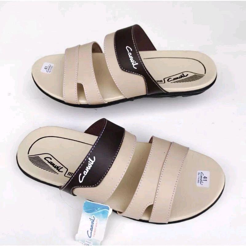 Sandal Pria Slop Pria Kulit Original 100% Sendal Casual Kekinian Laki Laki Terbaru 0