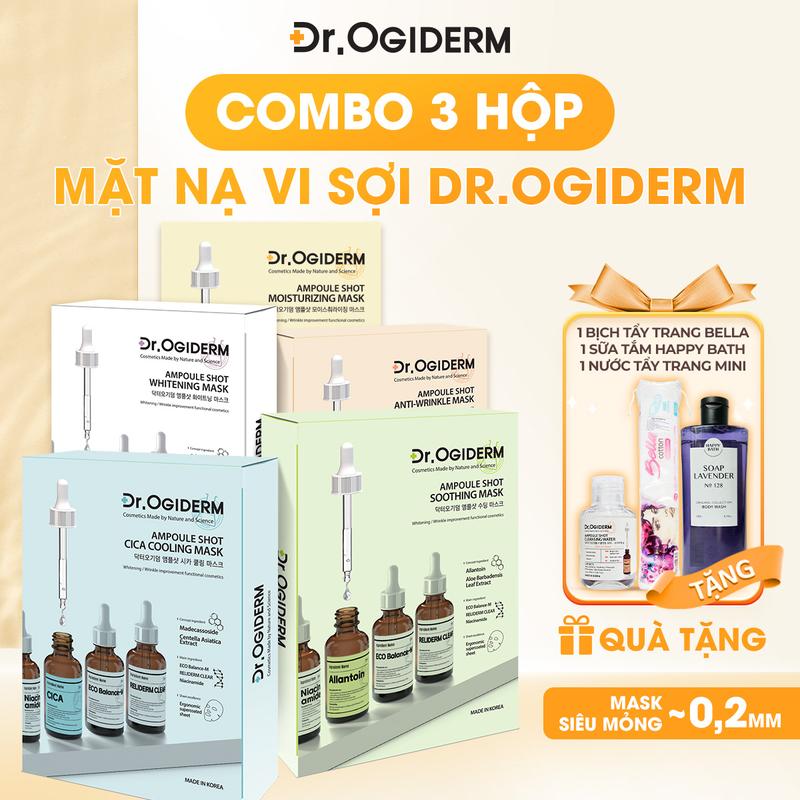 (MUA 3 TẶNG 3) DR OGIDERM Hộp 10 Miếng Mặt Nạ Vải Vi Sợi Ampoule Shot Mask Công Nghệ Chăm Da Thế Hệ Mới Từ Hàn Quốc Giúp Dưỡng Da Toàn Diện 30ml