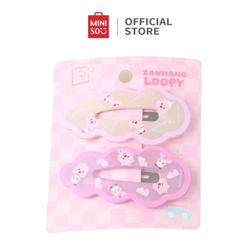 Miniso x ZANMANG Loopy Collection Hair Clips Checkered Jepit Rambut 2pcs Dekorasi Rambut Yang Lucu Cocok Untuk Orang Dewasa dan Anak-anak Aksesoris 6