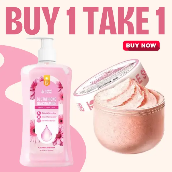 BUY 1 TAKE 1 Labn' Care Glutathione Niacinamide BodyWhitening Lotion 500ML  With KAVOUGE SHOWER BODY SCRUB
