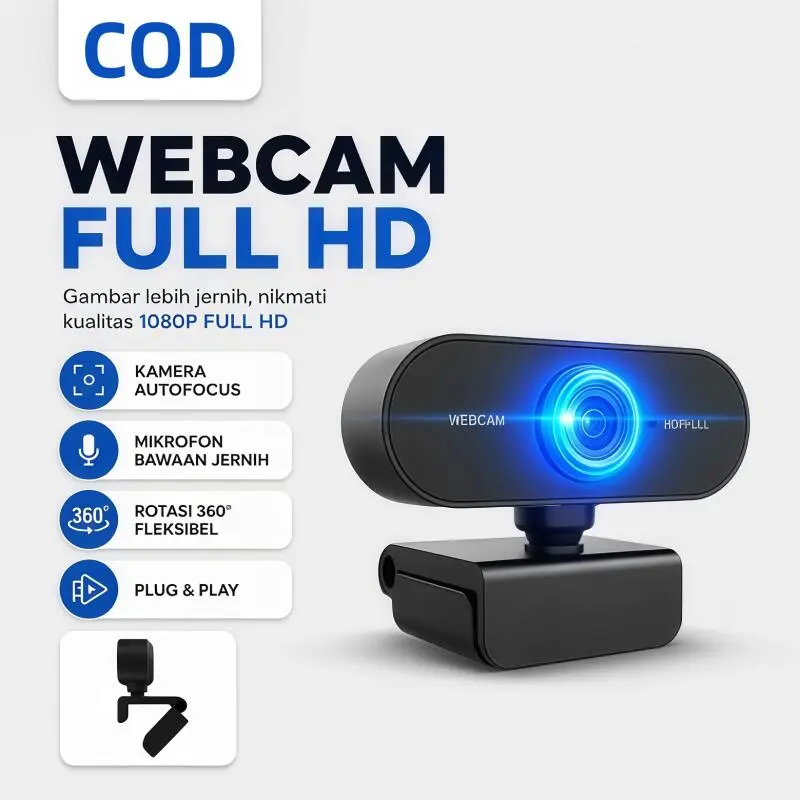 Webcam USB 1080P Full HD Kamera Laptop Komputer Streaming Live Video Call Berkualitas COD