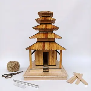 Kerajinan Miniatur Pura Tempat ibadah hindu  Dari Stik eskrim Bambu Kayu