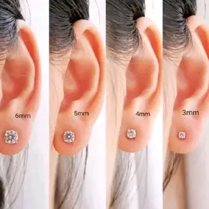 1 PASANG/ANTING TINDIK JAWERLY SILVER TITANIUM ANTI KARAT WANITA Perhiasan Earrings Permata