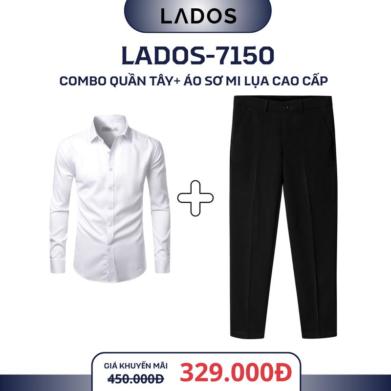 Combo Áo sơ mi quần tây LADOS - 7150 tay dài chất kate lụa nhiều màu kèm quần tây đen phong cách sang trong đi học đi làm 779 + 4167