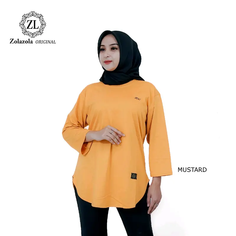 ZolaZola Kaos Oval Lengan 7/8 Wanita Size [ M, L, XL, XXL, XXXL ] Cotton Combed 24s/ Baju Polos Seragam Kekinian 1