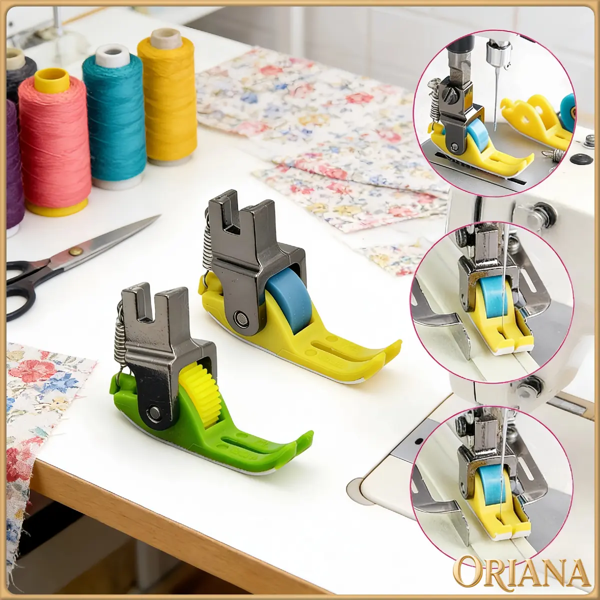 Sepatu Jahit Teflon P351 Presser Foot Roller Roda Gerigi High Speed Jarum 1 Industri Cocok Untuk Mesin Jahit Juki, Brother, Zoje, Typical, Yamata Bahan Tebal Kulit Denim Licin Anti Selip Anti Kerut Presisi Tinggi Awet