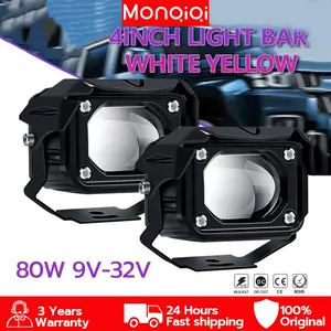 Monqiqi lampu tembak led 4d laser d6k kotak 2 warna high low hi loo jauh dekat Car Kabel