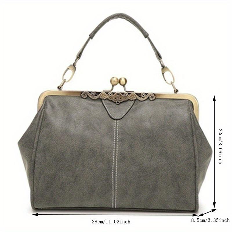 Product Introduction of Retro Handbag With Kiss Lock, British Style Crossbody Bag, Women Clip Purse With Top Handle 4