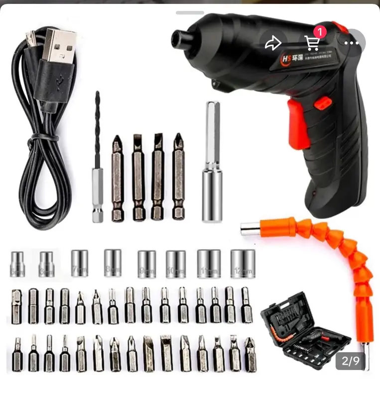 Mesin Bor Cordless Mini 47 Pcs Set 4.2 V / Screwdriver Battery Obeng 1