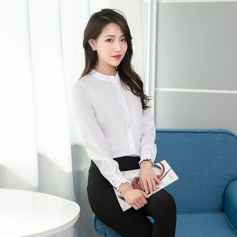 Product Introduction of Áo Công Sở Màu Trắng Dài Tay Cho Nữ, Quần Áo Làm Việc Mỏng Mùa Xuân Và Mùa Thu, Trang Phục Trang Trọng, Áo Sơ Mi Nữ Mới Cho Sinh Viên Nữ 14