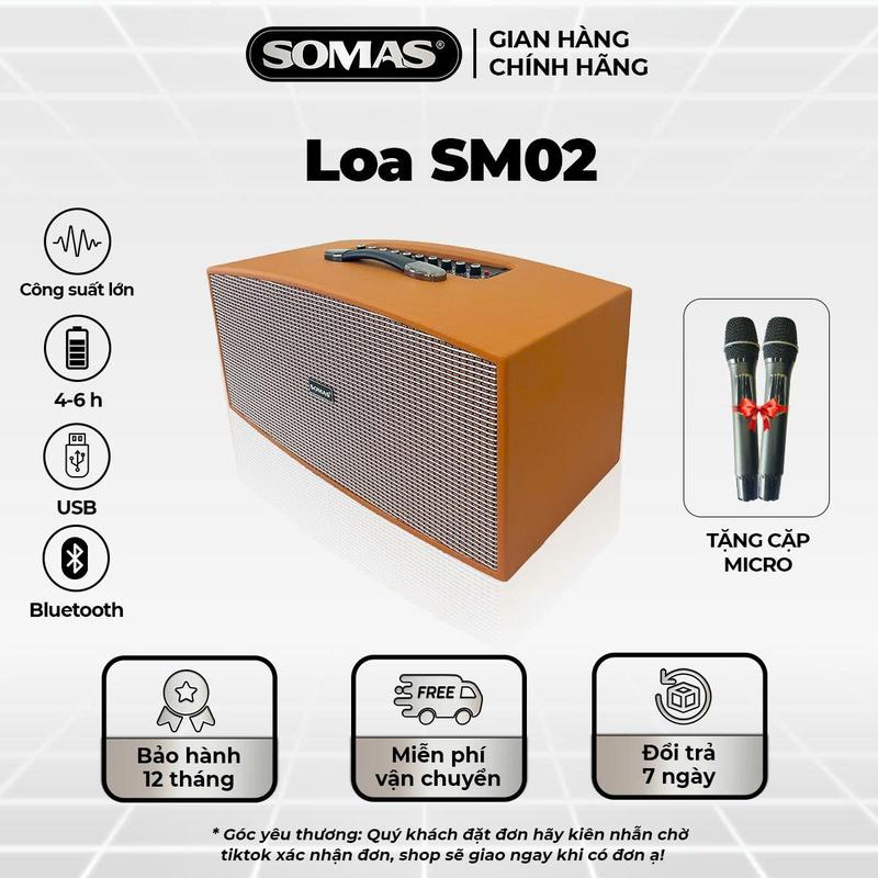 Live Loa xách tay Bluetooth SM02 Công Suất lớn Karaoke Hay Tặng kèm 02 Micro cao cấp Nghe Nhạc Cực Hay Âm Thanh Lớn Sống Động Pin Trâu Chính Hãng BH 12 Tháng