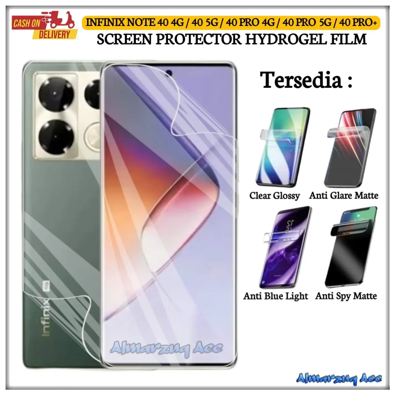 Anti Gores Hydrogel Film Infinix Note 40 4G 40 5G 40 Pro 4G 40 Pro 5G 40 Pro+ Screen Protector HP