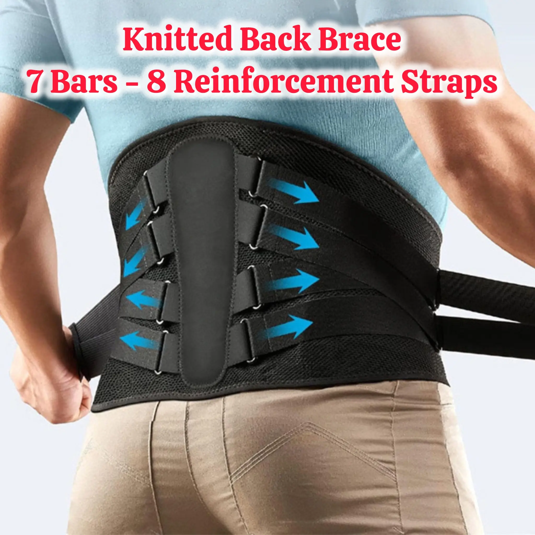 S-3XL Back Support Belt with Six Pressure-Relief Bars Brace Lumbar Lower Back Waist Support and Pain Relief Men/Women