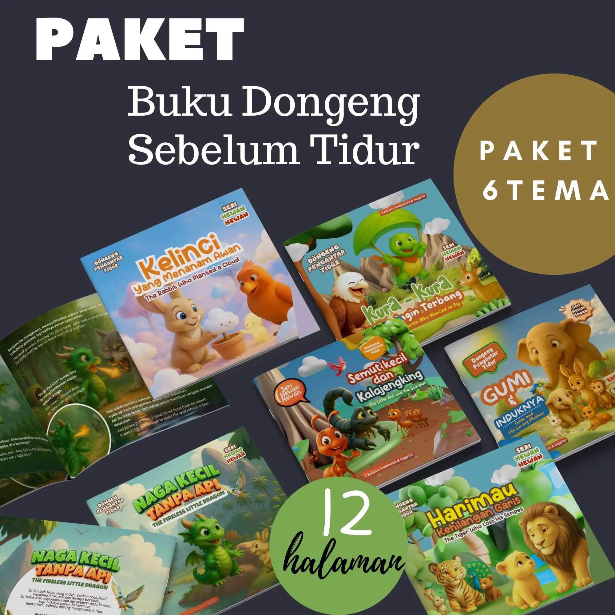 PAKET (ISI 5/6 Buku) Dongeng Sebelum Tidur | Cerita Hewan Pendidikan Karakter Anak Sejak Dini | Buku Cerita Anak Seri Hewan