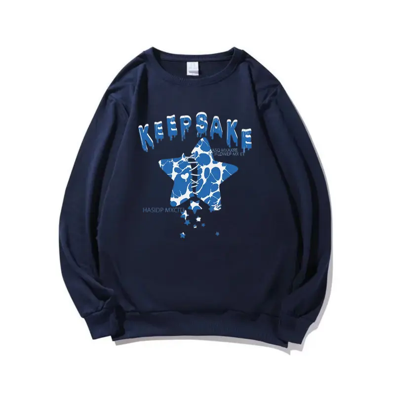 Crewneck Pullover Lengan Panjang Basic Cotton Fleece Tebal / Sweatshirt Flooking Simple Logo Star Keeps Sake / Sweater Pria Wanita Size M-L-XL / CN Distro Murah 0
