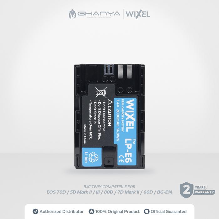 Gambar WIXEL Baterai Kamera LP-E6 for Canon EOS 70D / 5D Mark II and III / 80D / 7D Mark II / 60D / 6D / 7D / 5DS R Camera Battery Batre Batrei Real Capacity Dual Double Power LPE6 dari ghanya Kab. Tangerang Tokopedia