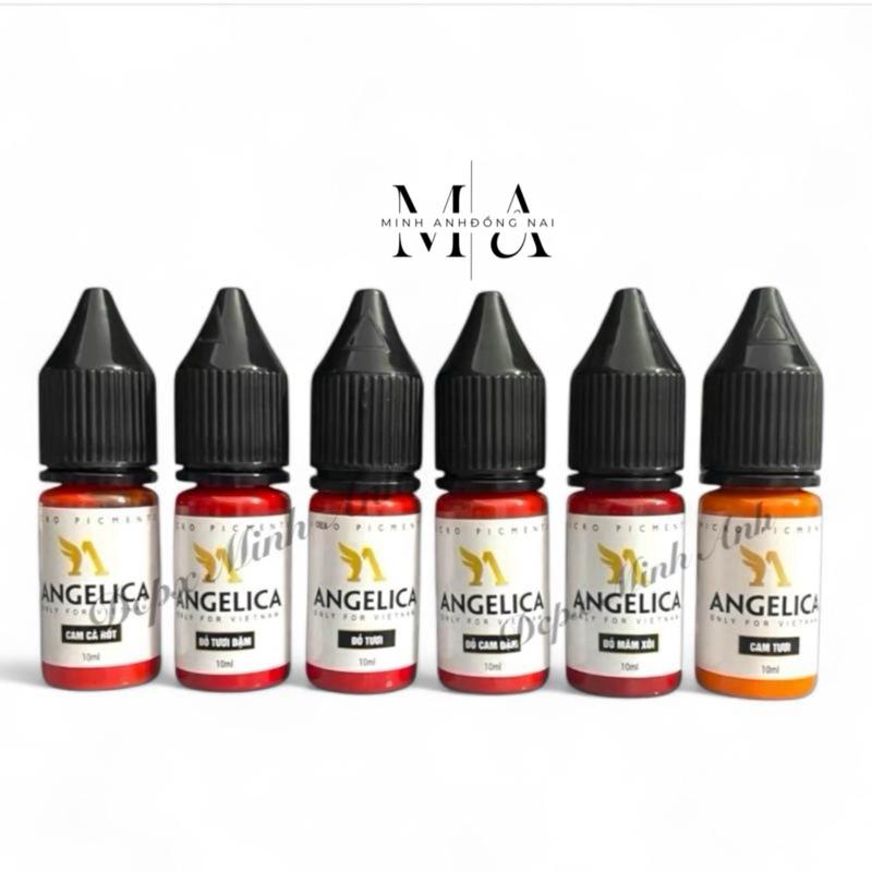  ￼Mực Angelica Tem Trắng Bong Đậm Phun Xăm Mày Môi Mí Chai 10ml. 