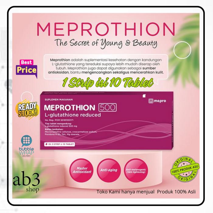 kandungan glutathione Jual Meprothion Glutathione 500mg - 1 Dus Isi 30 Tablet - Meprothion 500mg  Ori Terlaris - Mencerahkan - Kab. Sidoarjo - Ab 3 Shop