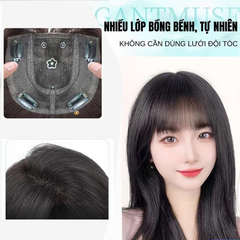  Bầu Trời Tóc Giả Nữ Dài 35cm Không Cần Đội Lưới Ren Dệt Tay Thủ Công Che Phủ Tự Nhiên Vô Hình Tạo Hiệu Ứng Đỉnh Đầu Cao 