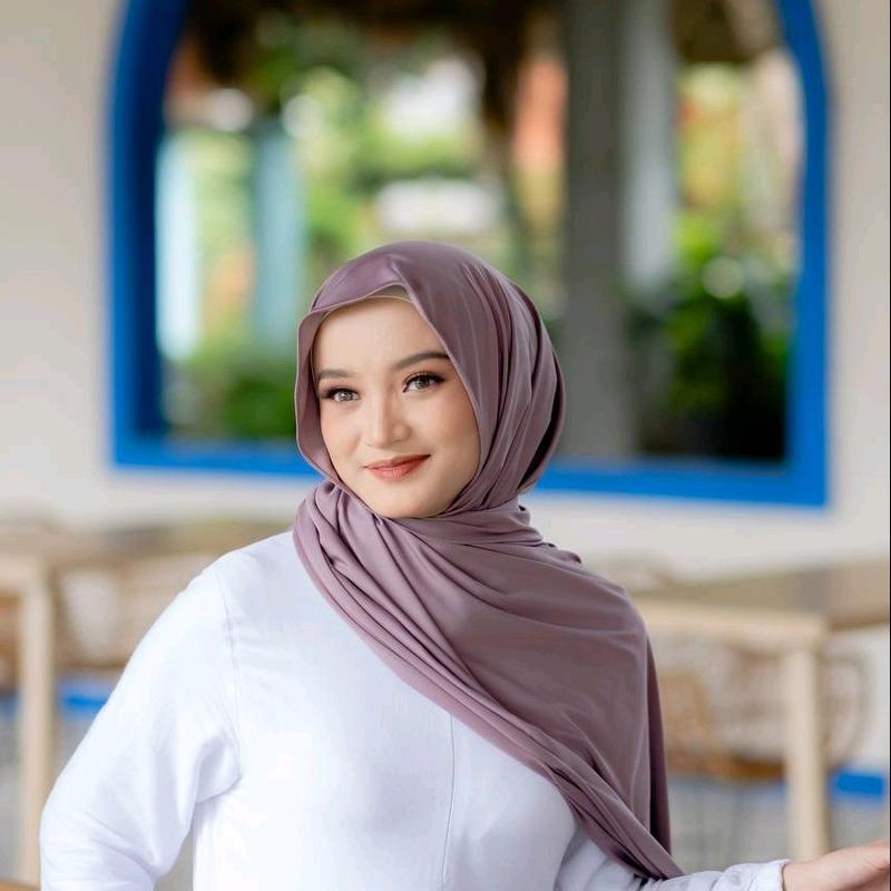 Hijab Pashmina Kaos Bahan Jersey kerudung Wanita Muslim 2
