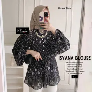 Isyana Blouse Ceruty Babydoll Plisket Atasan Wanita Berhijab Mewah