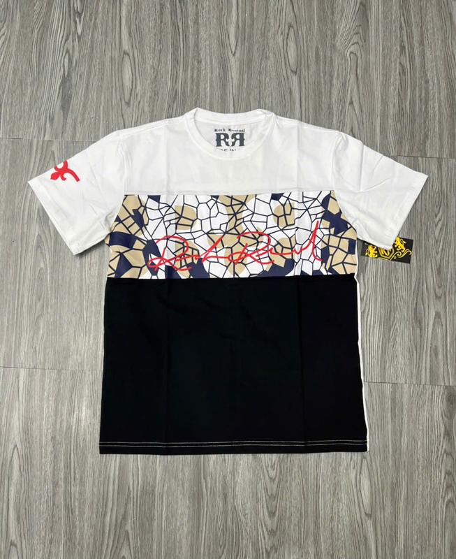 Áo thun Rock Revival chữ trắng vàng lớn với logo nổi