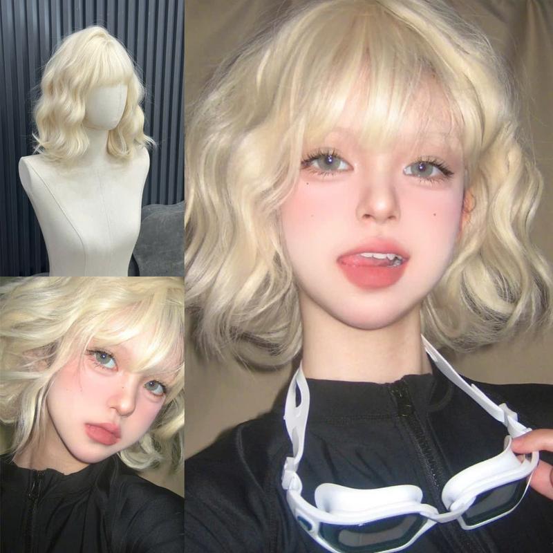 DJ-06 tóc giả sóng lơi ngắn 35cm Wig Women Women by Dung Ji < ngôi ziczacvip>