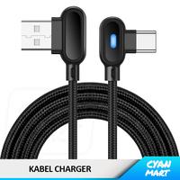 Gambar Kabel Data USB Charger Tipe C Gaming Nilon 90° L Shape USB Type-C Nylon LED Fast Charging - 1M - LED dari CyanMart Kota Administrasi Jakarta Barat 4 Tokopedia