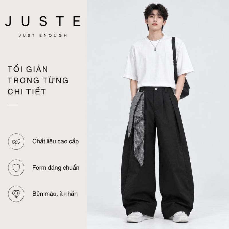 Quần Ống Cong Kaki JUSTE Nam Dáng Rộng Cạp Cao