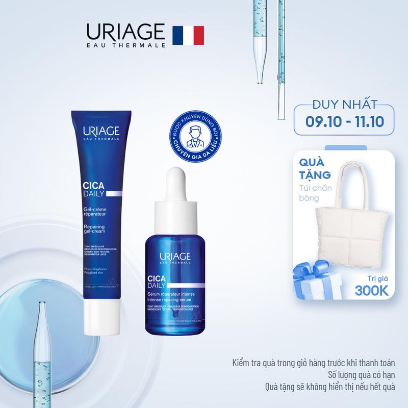 Bộ sản phẩm serum & kem dưỡng ẩm URIAGE CICA DAILY giúp làm dịu, làm lành và phục hồi da tổn thương hàng ngày